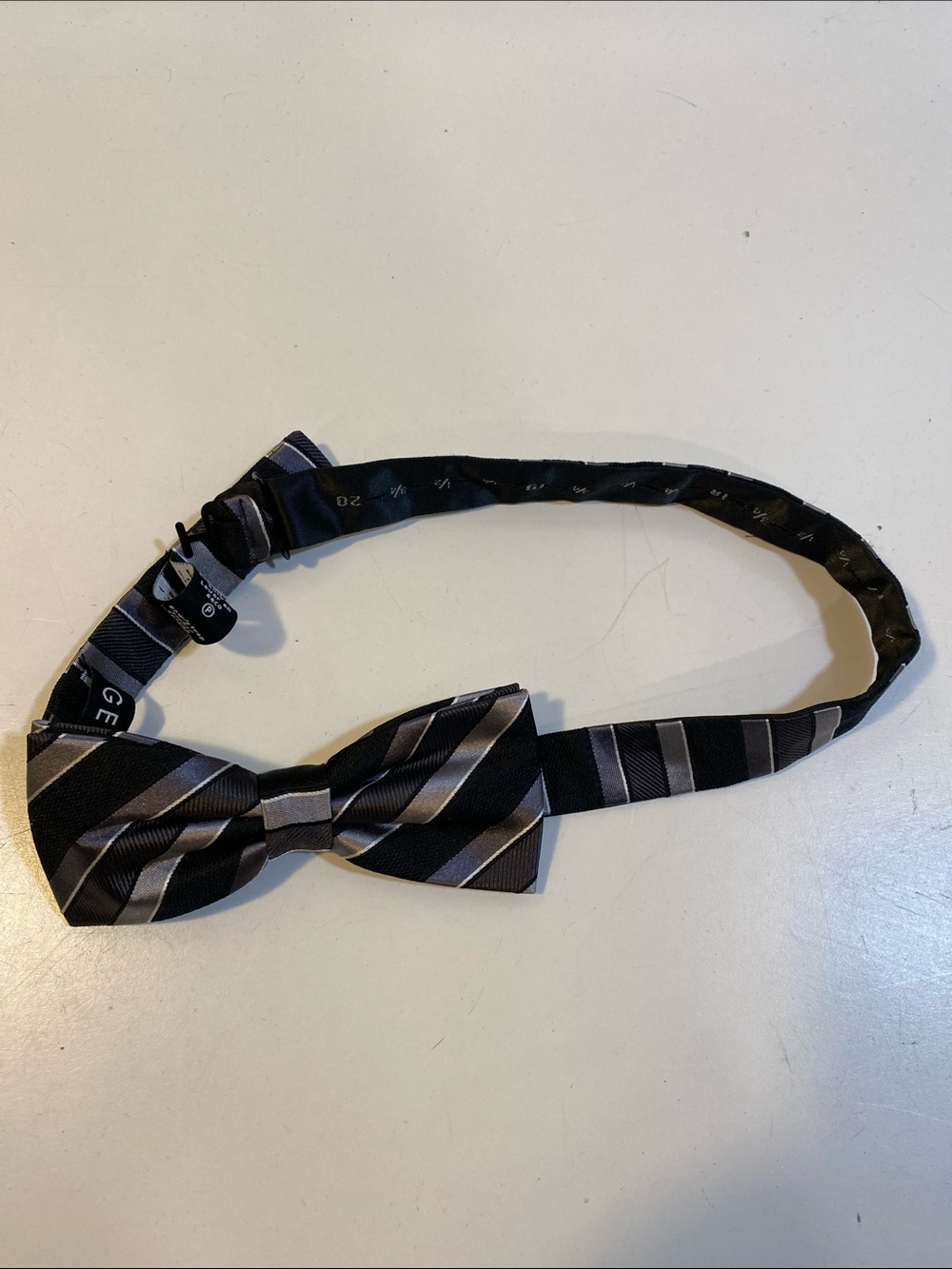 GEORGE Black and Gray Striped Pre-Tied Bow Tie -